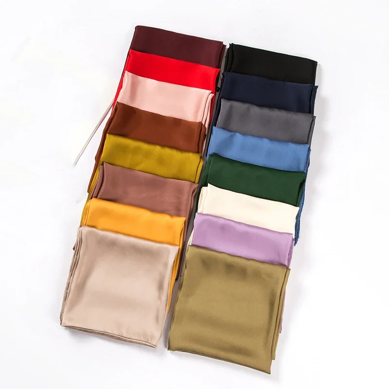 Silk Scarf Square - Saten Eşarp Kadın 70cm Düz Renk