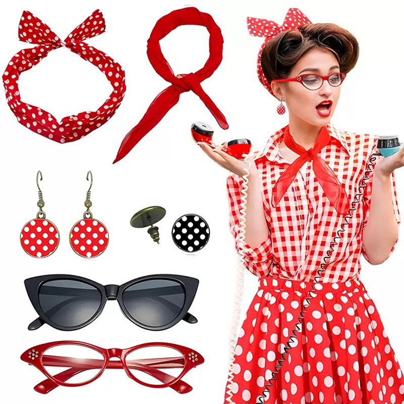 Women'S Accessories In The 1950S - 1950'ler süslü elbise kostüm aksesuarları seti