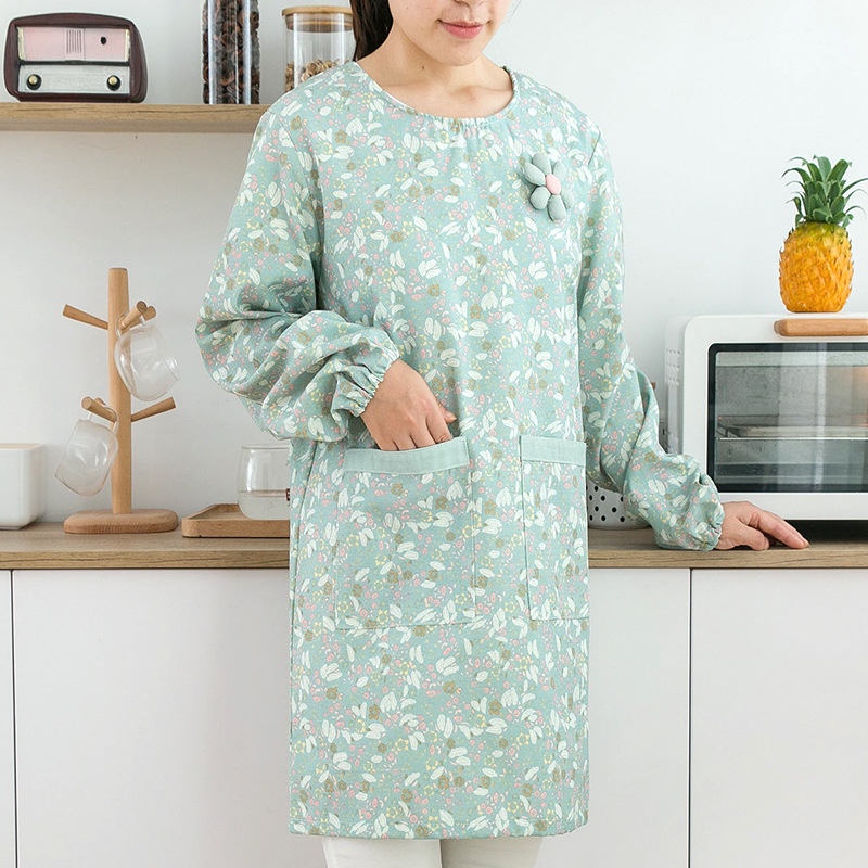 Women Kitchen Accessories - Kadınlar İçin Pamuklu Uzun Kollu Önlük,