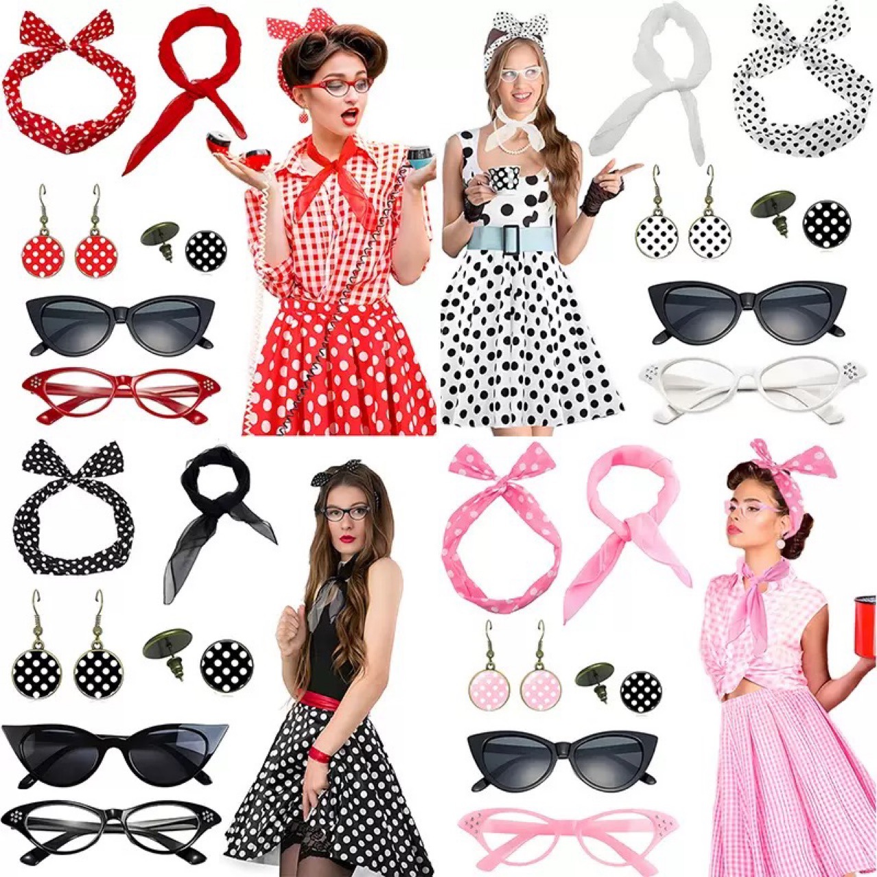 Women'S Accessories In The 1950S - 1950'ler Retro Parti Cosplay Giydirme Kedi