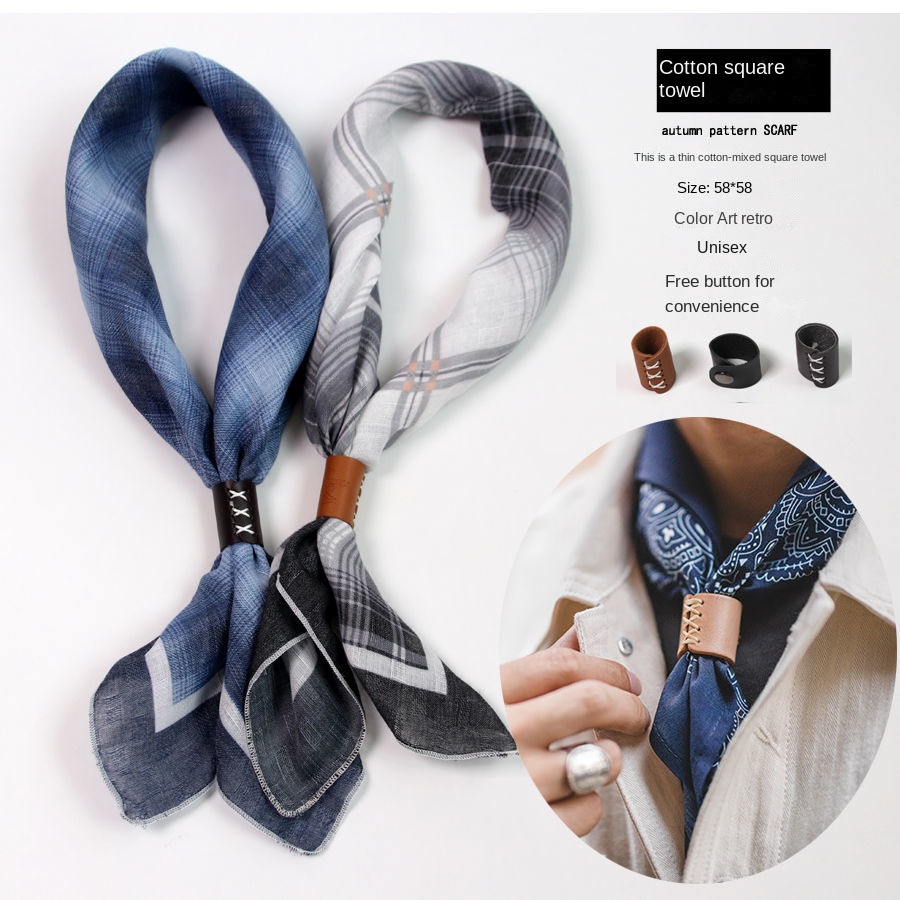 Silk Scarf Square - Düğmeleri ile erkek kare eşarp pamuk