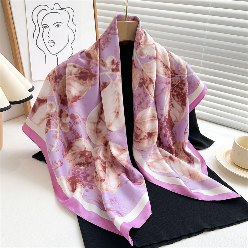 Silk Scarf Square - Retro 90cm baskılı büyük kare eşarp