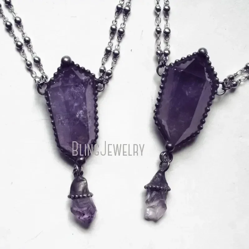 Women'S Emo Accessories - 10 adet Ametist Kristal Kolye Tılsım