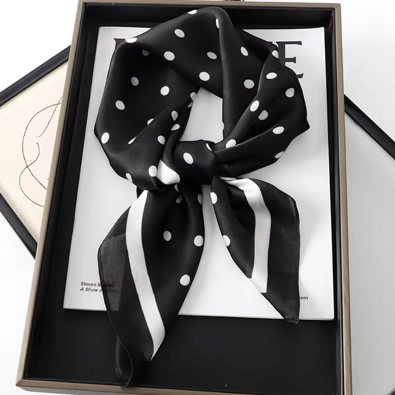 Silk Scarf Square - Lüks Bayan Saç Noktası Desenli Eşarp