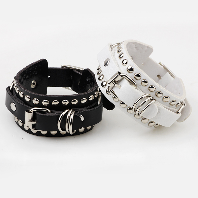 Goth Siyah Deri Bileklik Bilez - Women'S Emo Accessories incelemesi ve fiyatı
