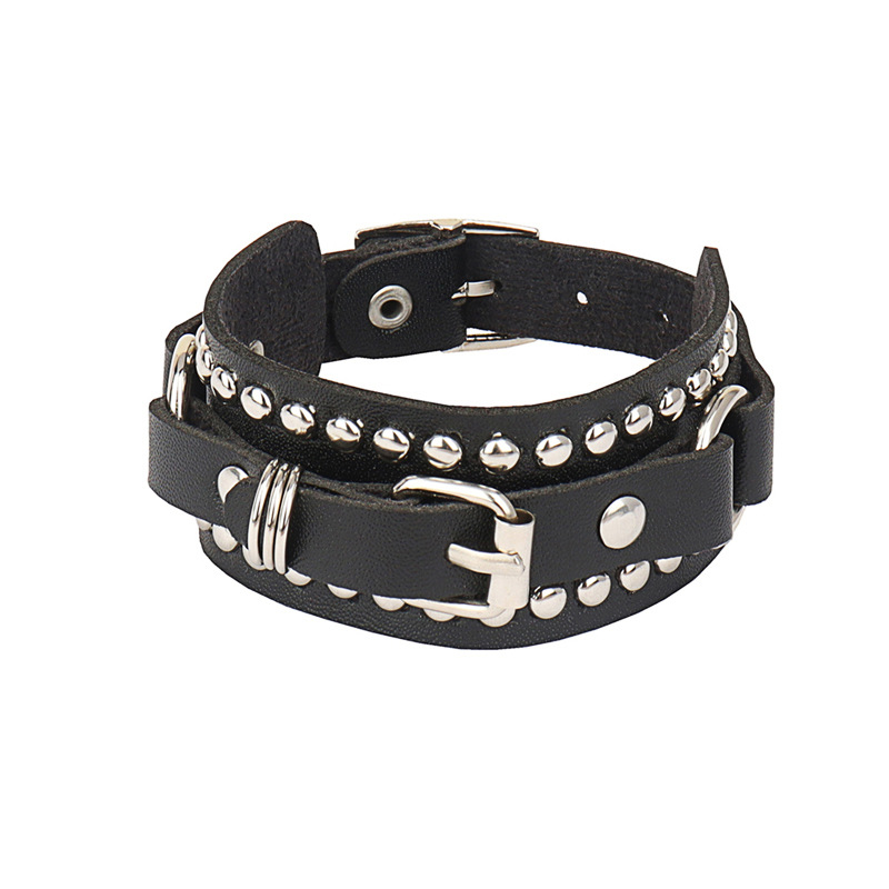 Goth Siyah Deri Bileklik Bilez - Women'S Emo Accessories incelemesi ve fiyatı