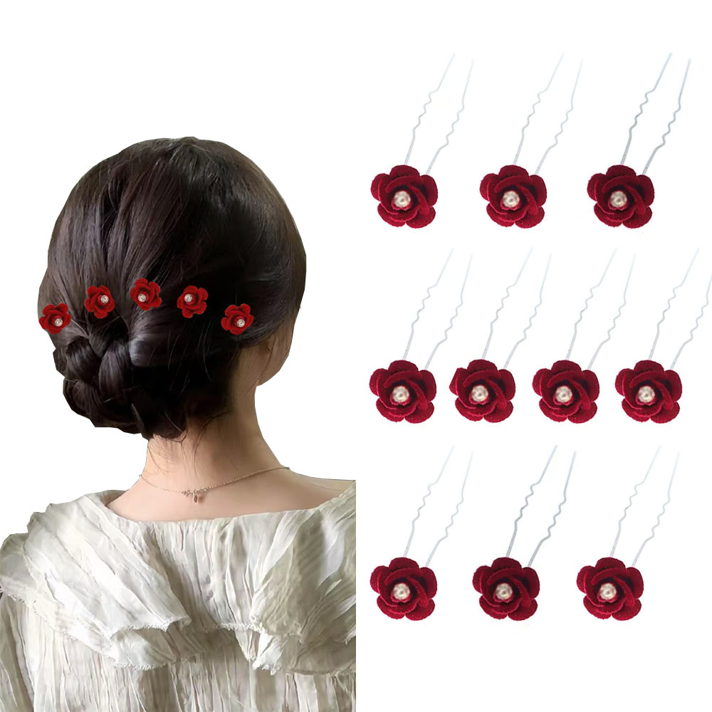 10 adet gül saç aksesuarları d - Women'S Red Accessories incelemesi ve fiyatı