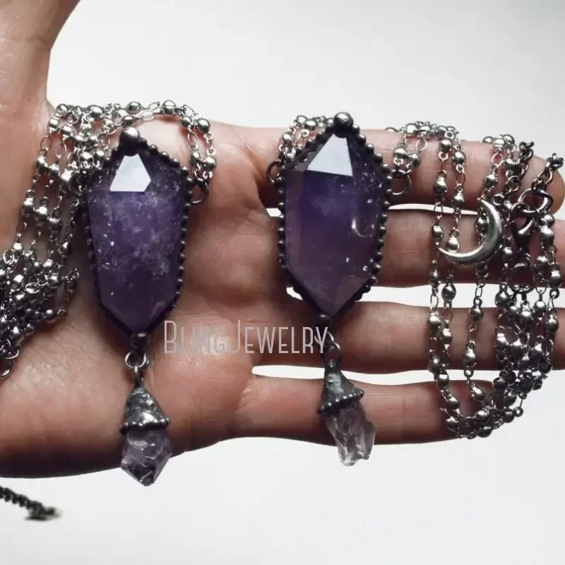 10 adet Ametist Kristal Kolye  - Women'S Emo Accessories incelemesi ve fiyatı