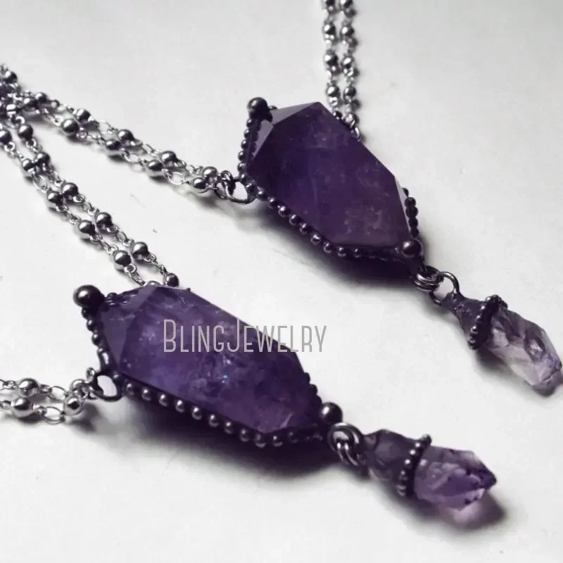 10 adet Ametist Kristal Kolye  - Women'S Emo Accessories incelemesi ve fiyatı