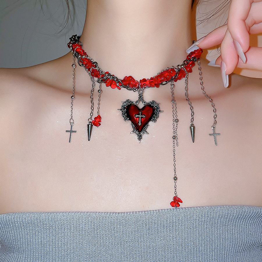 Goth Vintage Y2K Koyu Kırmızı  - Women'S Emo Accessories incelemesi ve fiyatı