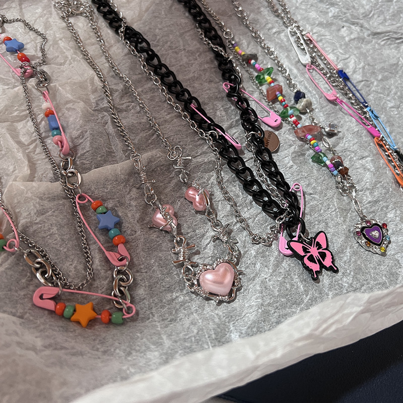 Vintage Y2k pembe Pin boncuk g - Women'S Emo Accessories incelemesi ve fiyatı
